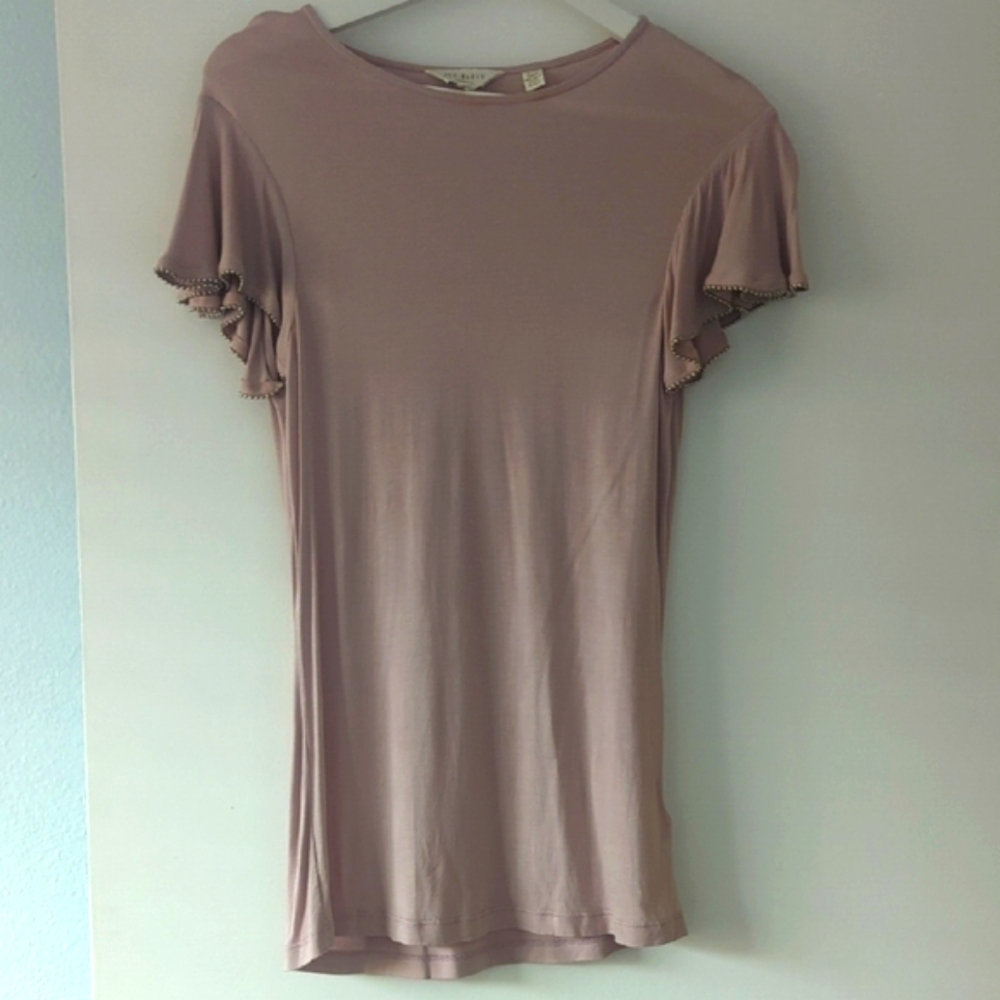 Ted Baker London Pink Ruffled Flutter Sleeve Blouse